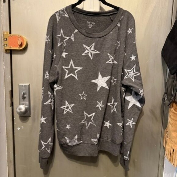 Grey & White Star Raglan Sweatshirt - NWOT - Picture 1 of 16